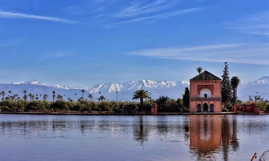 Dream Laptop Background of the Minaret Gardens of Morocco