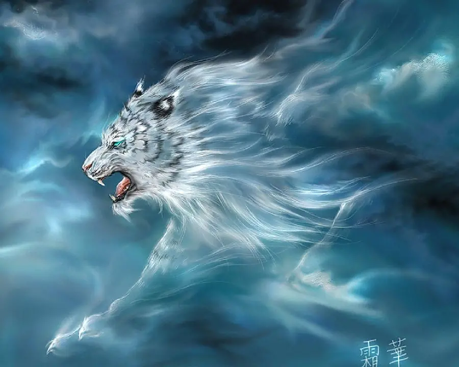 Most popular tiger image with magical blue halo in HD quality
