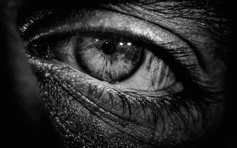 Beautiful eye photo with black and white effect