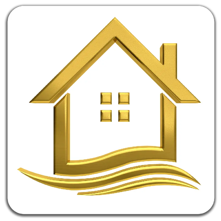 Photo of golden and shiny Lego house PNG without background