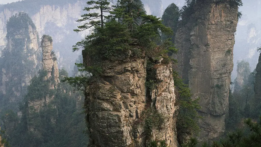 High and scary mountain picture with beautiful fog in high quality