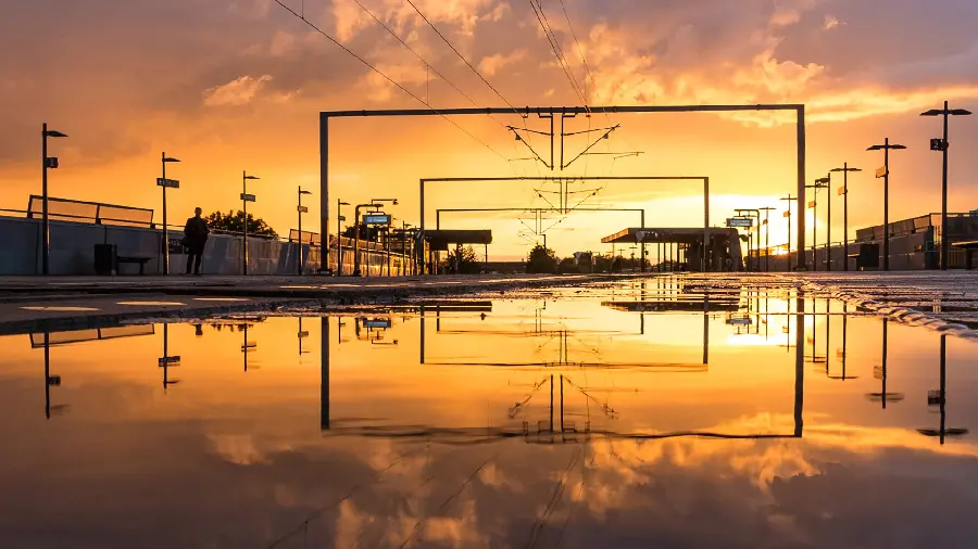 Unique sunset reflection wallpaper in water with HD quality