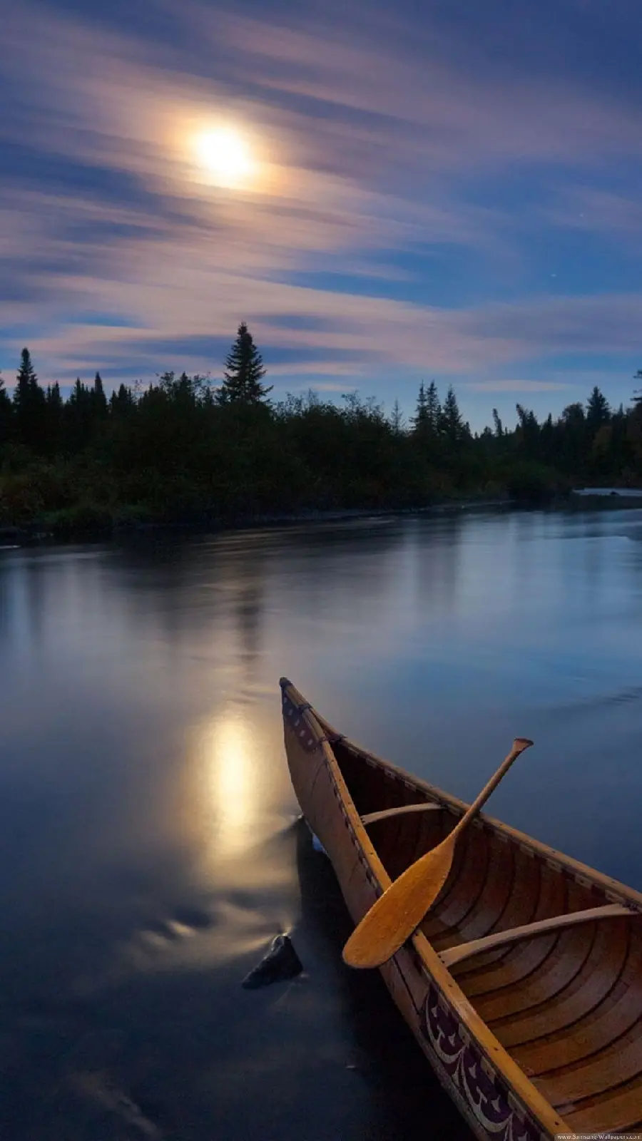 Boat and Sea Background in a Moonlit Night for All iPhones