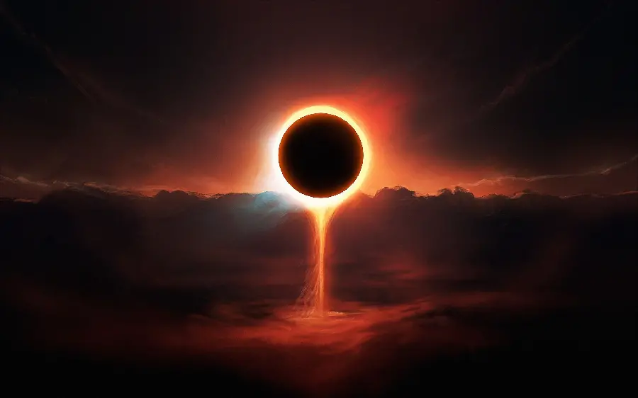 Artistic Image of a Solar Eclipse on a Magnificent Dark Background