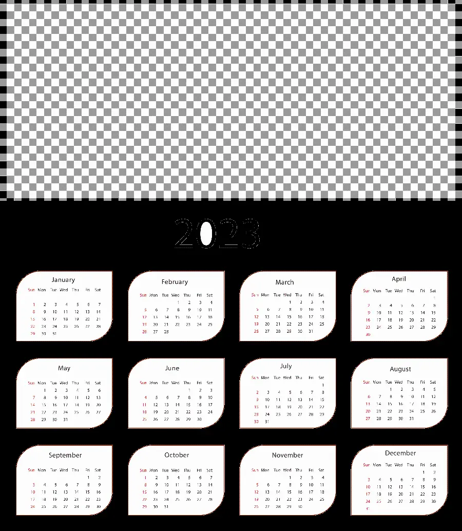 2023 calendar PNG image without background for printing