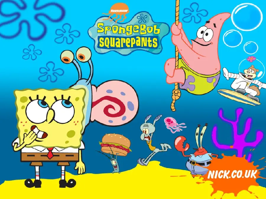 Photos of SpongeBob and Patrick and Octopus and Mr. Krabs and Sandy