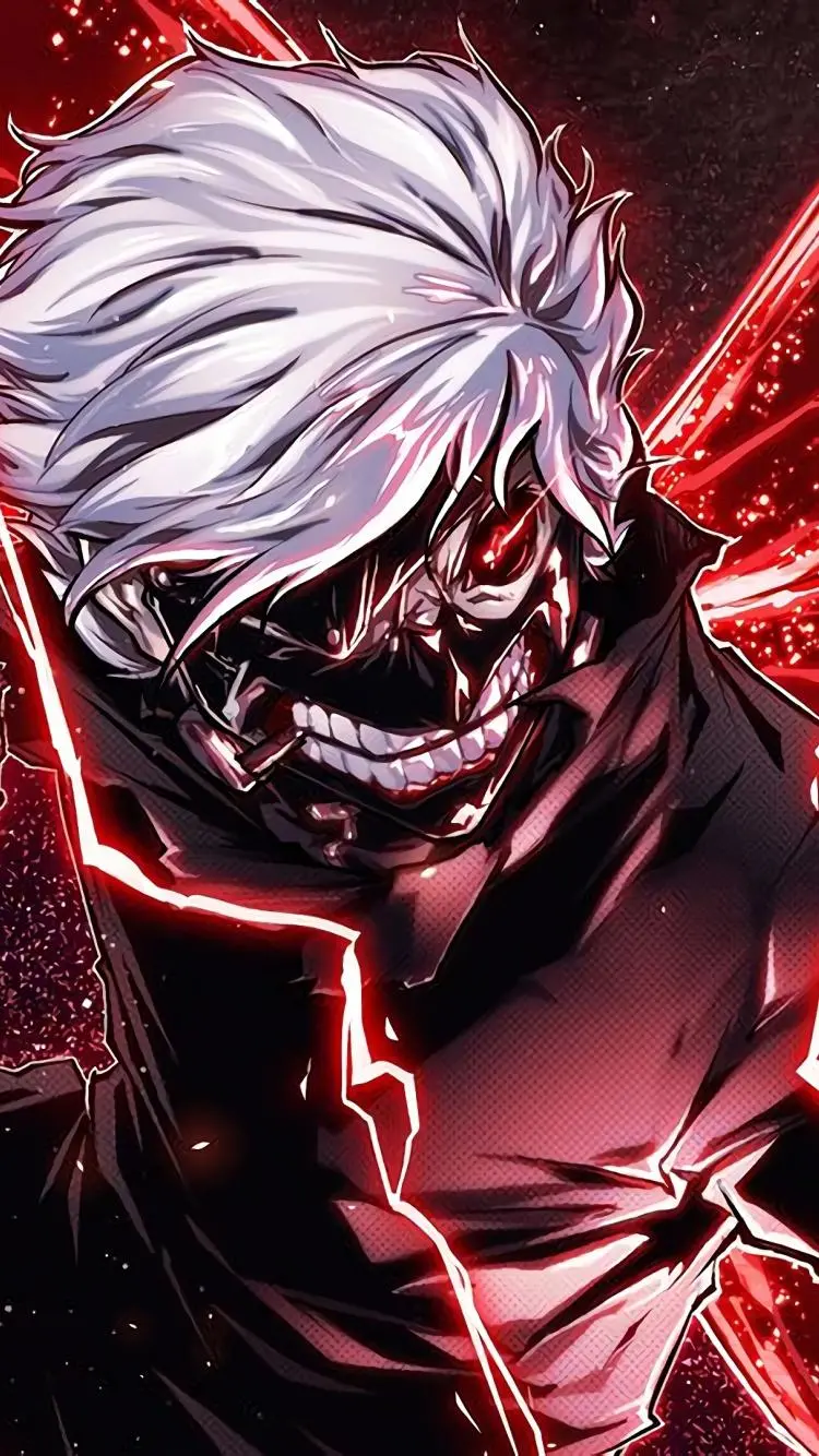 Sinister Anime Boy Profile Photo with Mask and Short White Hair