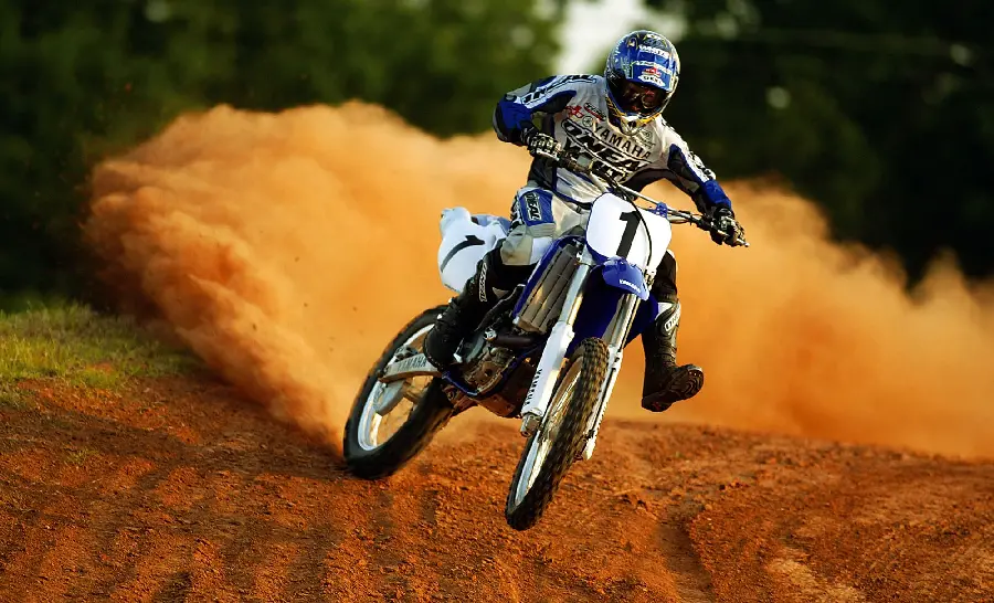 Photo of a motorcycle trail drift