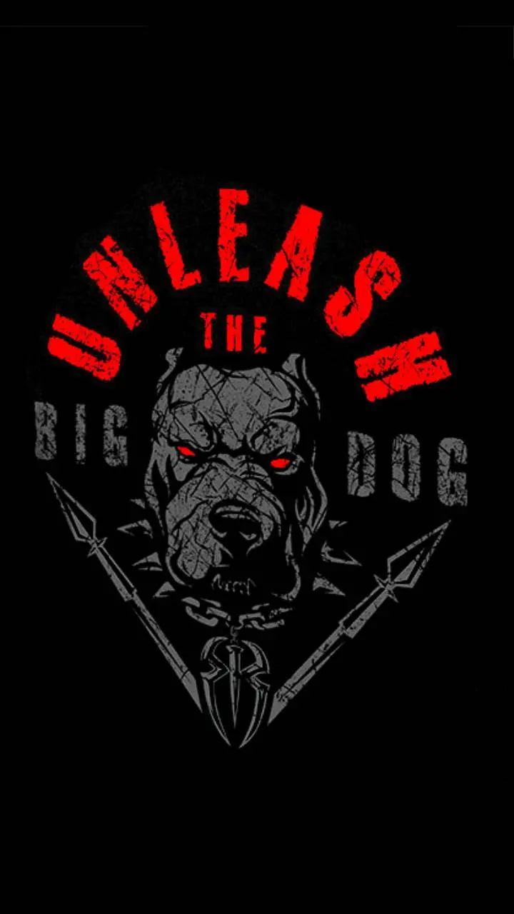 Red-black phone background with a large dog image