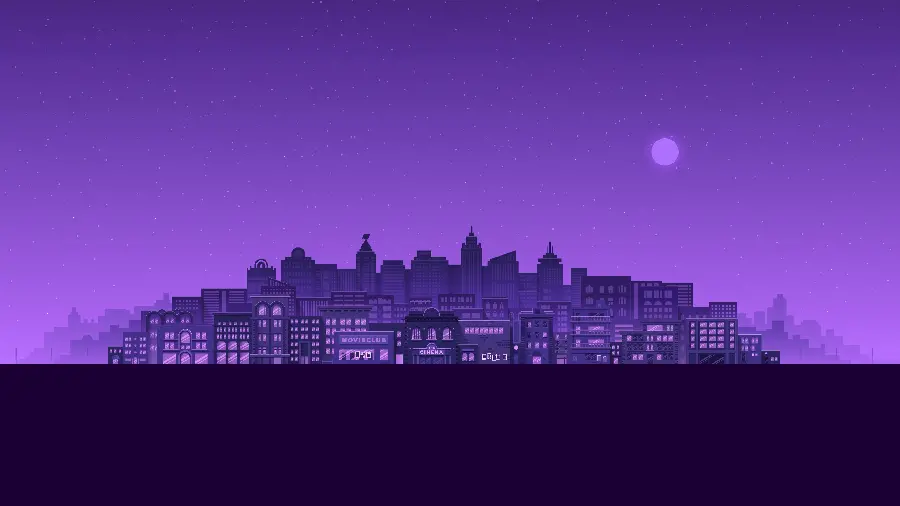 Dreamy Purple City View at Night for Desktop Background