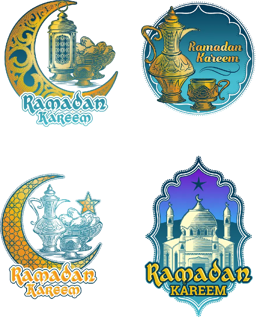 Four Ramadan Kareem Drawings in a png view