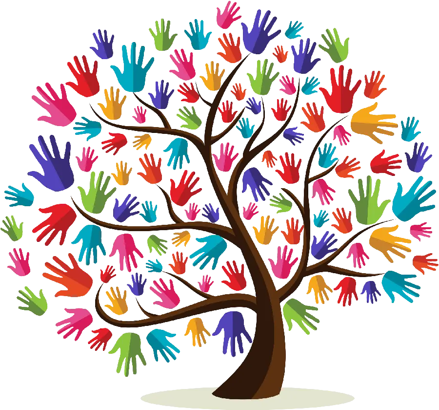 Free photo of a colorful hand-drawn tree for human rights in png format