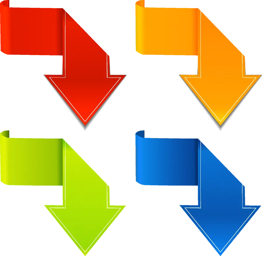 Four different colored arrows pointing down in Full HD quality