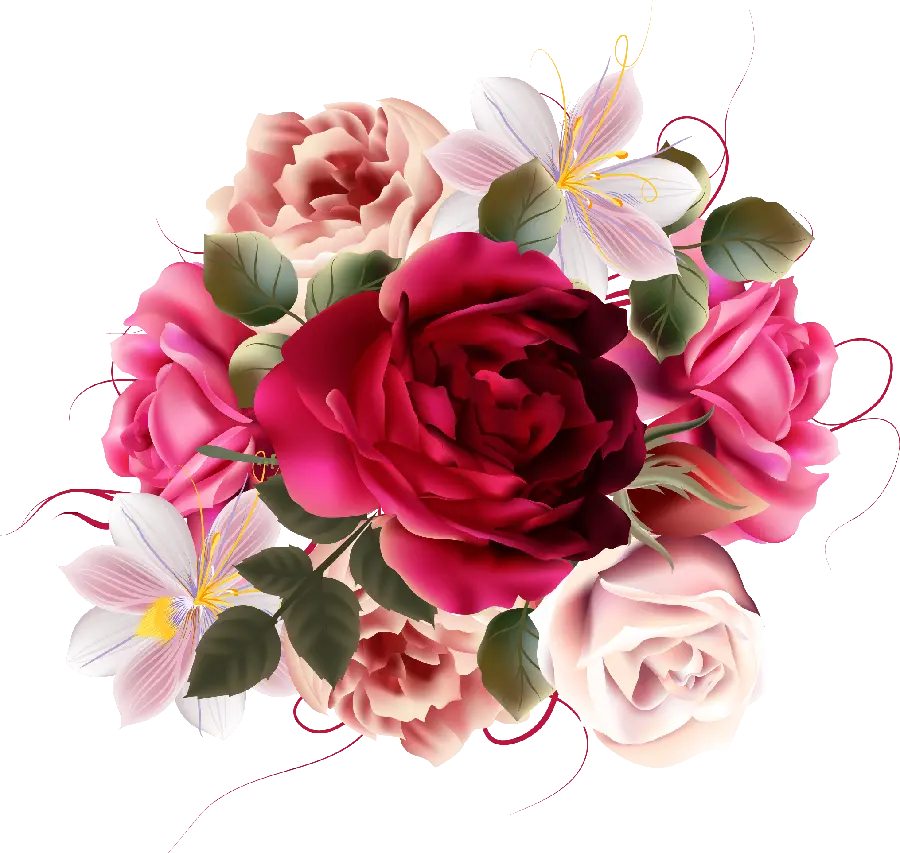 Red and pink flowers PNG image without background for PowerPoint