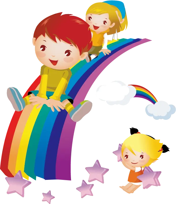 Photo of a rainbow slide and children's joy PNG