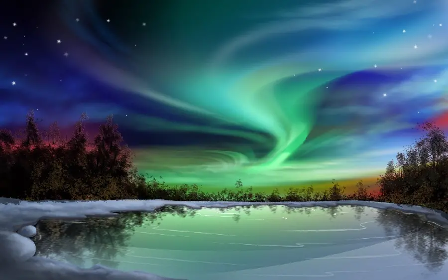 Magical stock photo of the night sky when seeing the northern lights