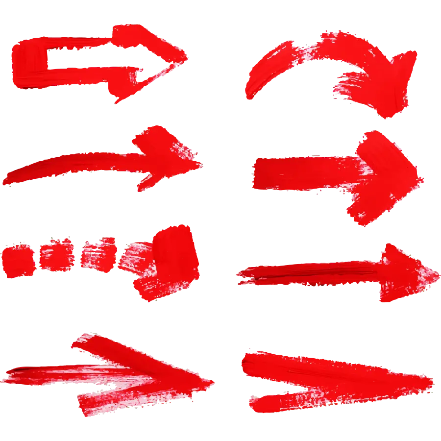 Right direction arrows and arrows in red with a variety of graphics
