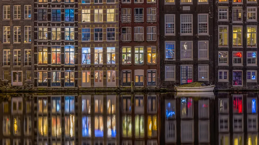 Amazing background of tall buildings with beautiful windows