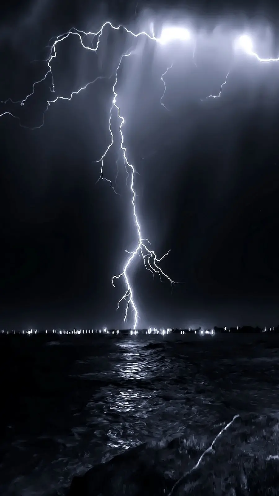 Angry photo of the sad sky with dangerous lightning in the sky