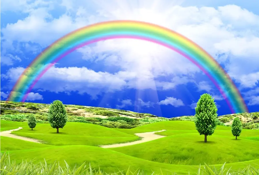 The most brilliant image of a beautiful rainbow in lush nature