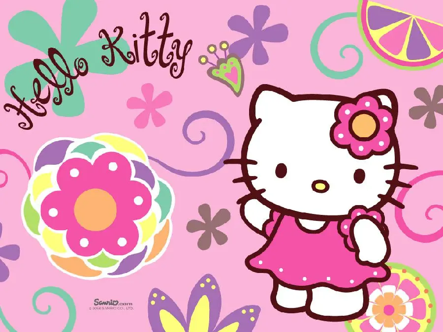 The latest background flower design Hello Kitty