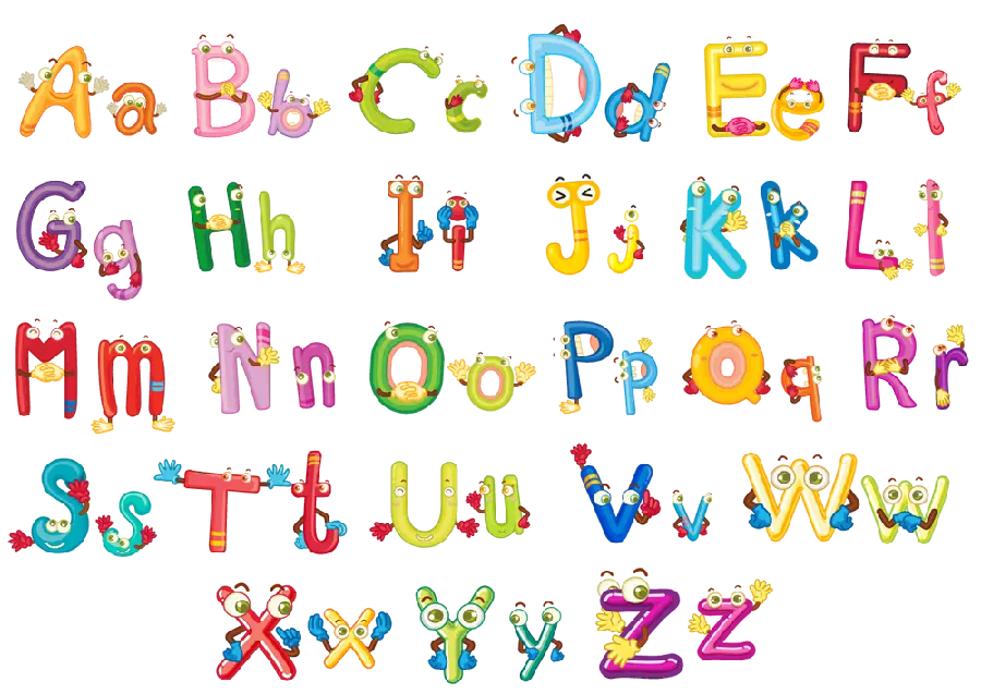 Children's photo of English letters in cartoon style