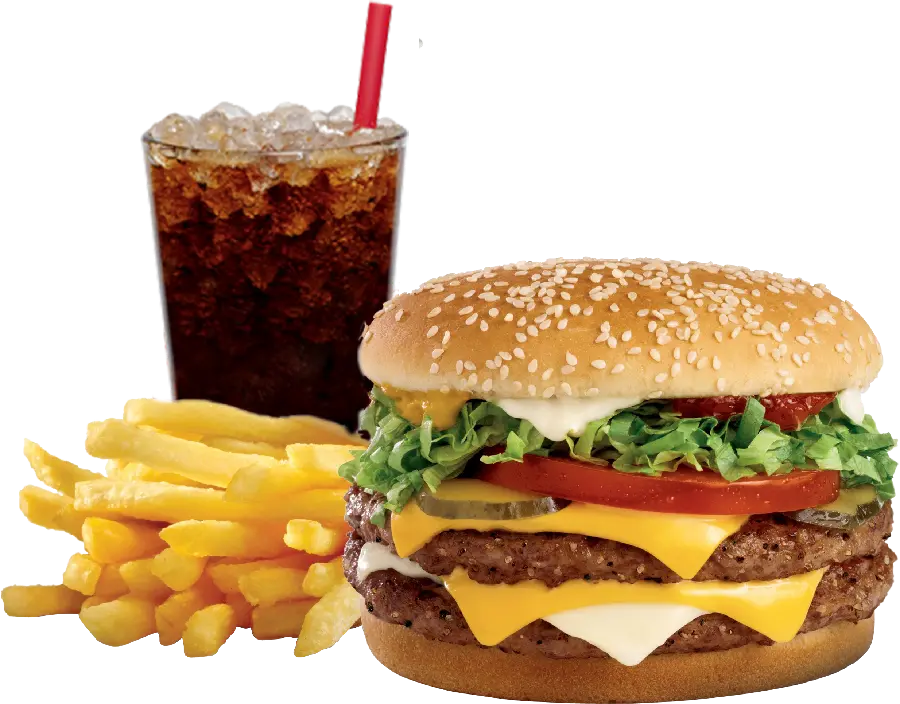 A free shop sign image of a hamburger with fries and soda