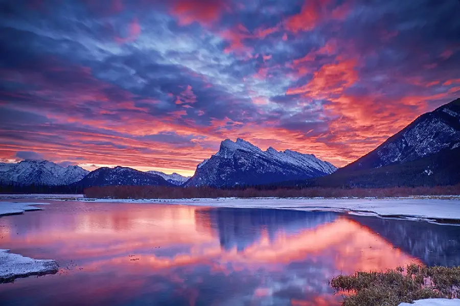 Winter Sunset Wallpaper by the Lake