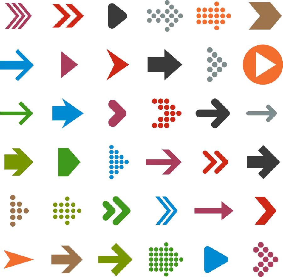 Image of various arrow buttons for design in png format
