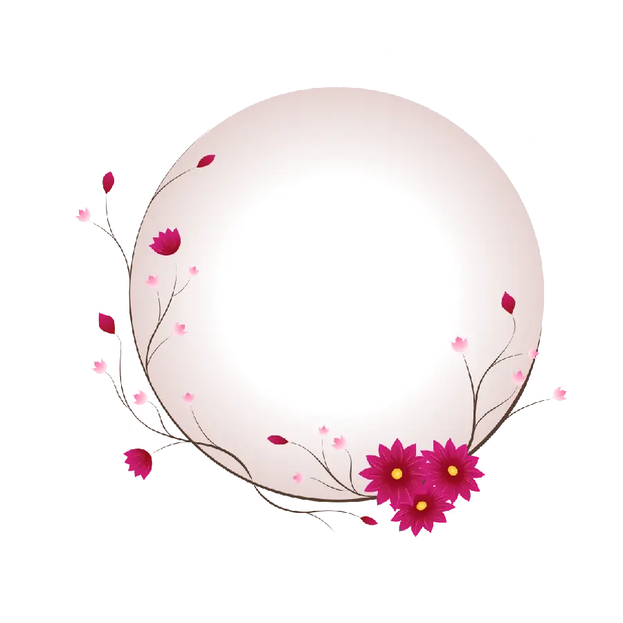 Circular bubble and beautiful flower painting cut out suitable for profile