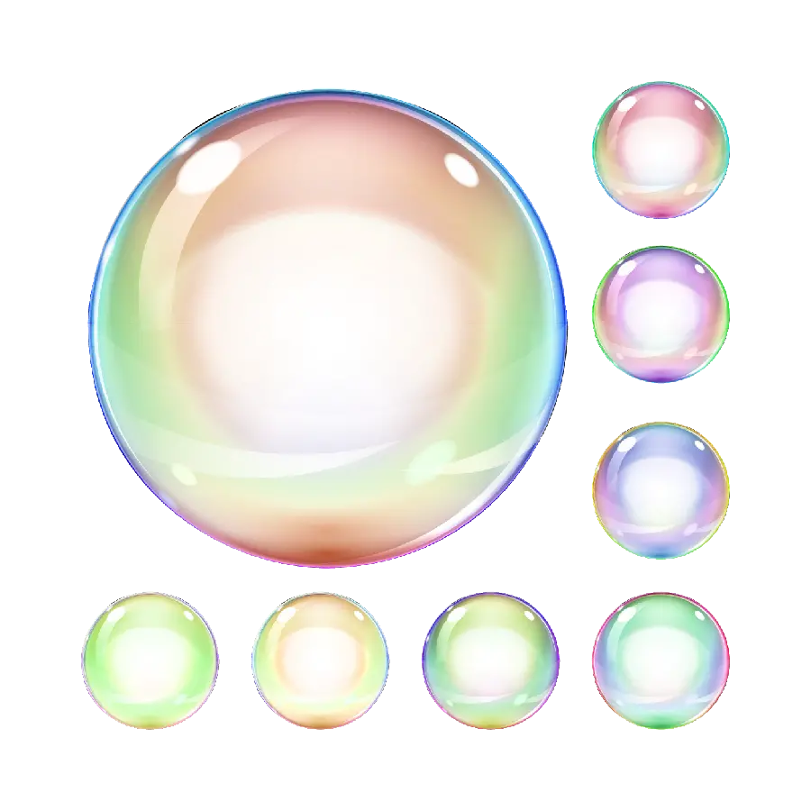 Download colorful PNG soap bubble effect, big and small