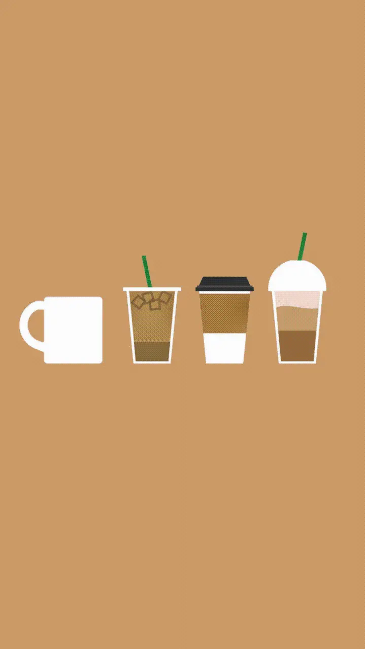 Fantasy photo of various coffee drinks with a brown cream color theme