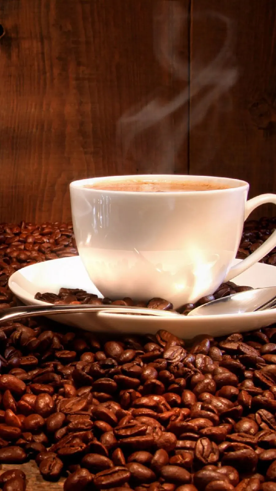 Coffee cup image among natural coffee beans for story