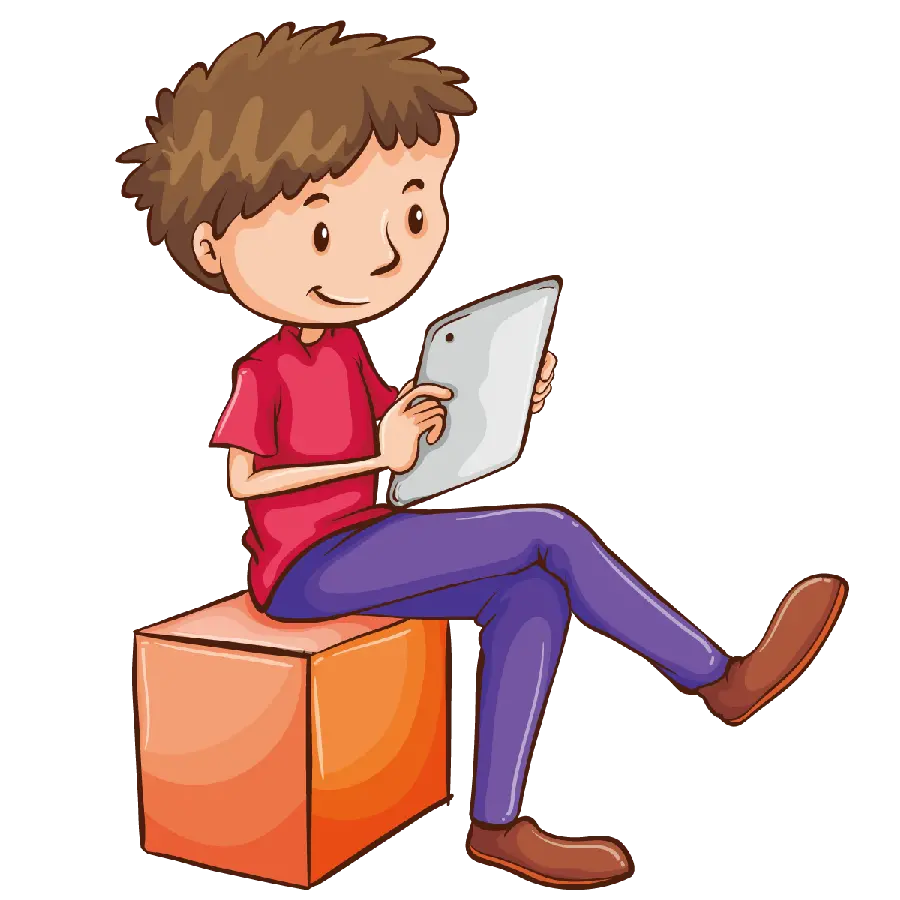 Download image of a boy and a tablet in telephoto Free