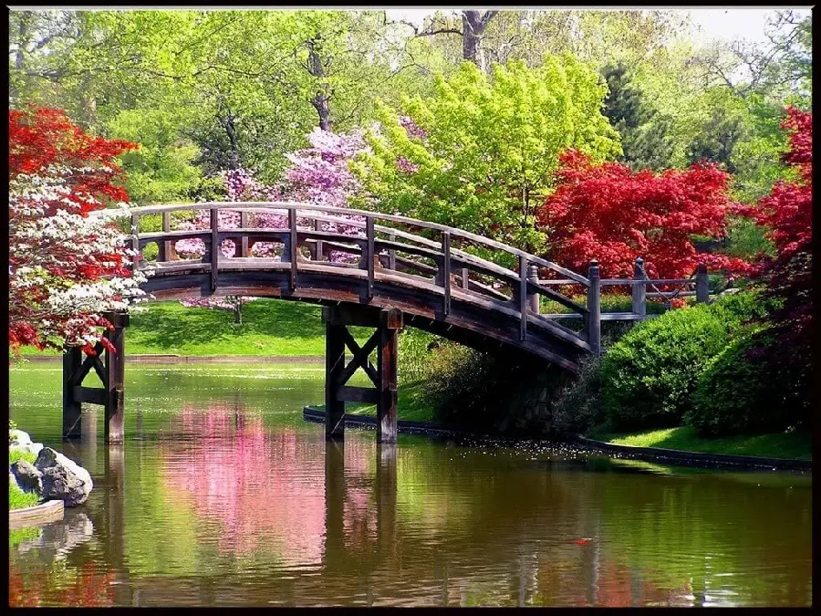 Download Ultra-Beautiful Spring Wallpaper of Beautiful Bridge