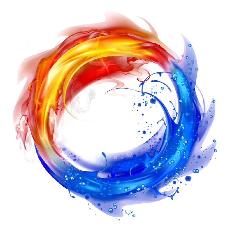 Download free photo of a circle of water and fire suitable for editing and profiles in png format