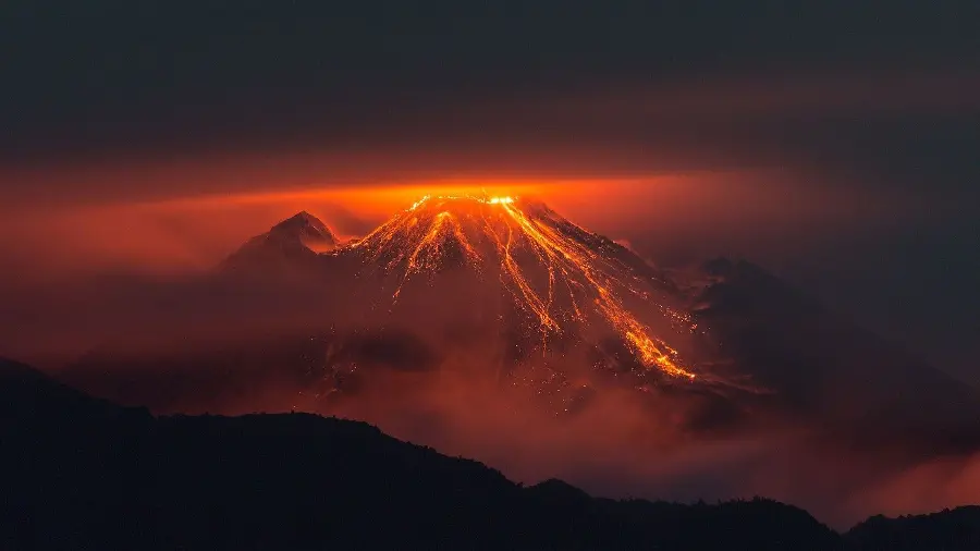 HD Volcano Background with Energetic Red Fire for Asus Laptop