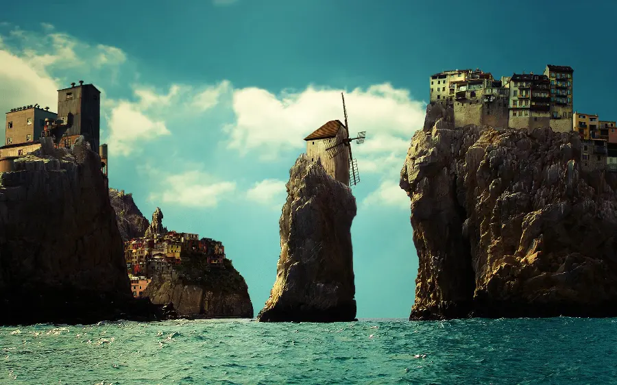Photo of nature and beautiful view of houses on the water