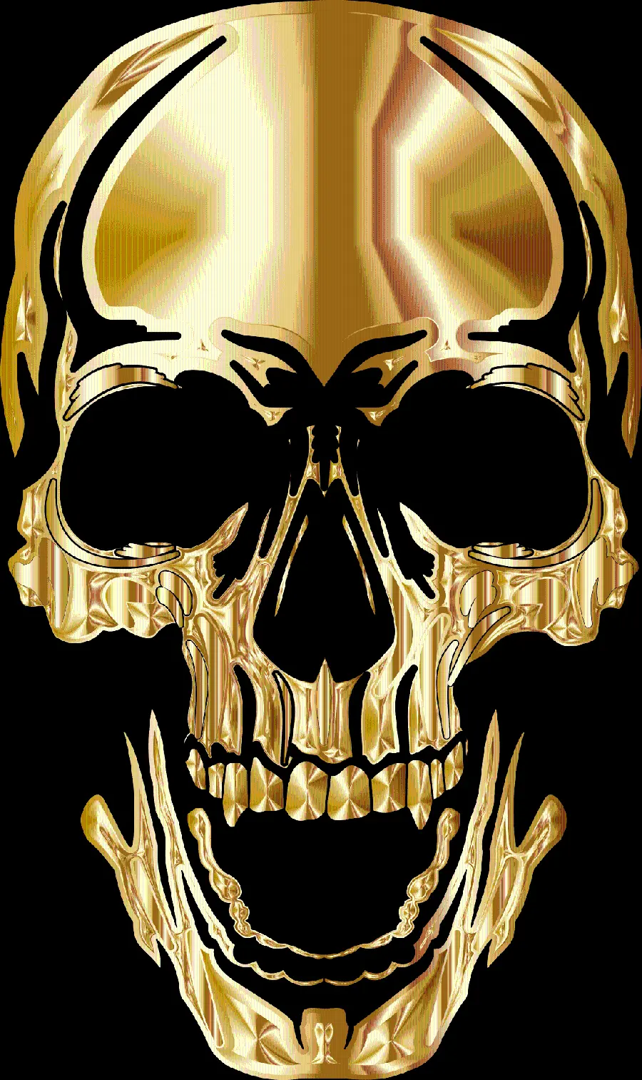Best teleported photo of a golden human skull for free