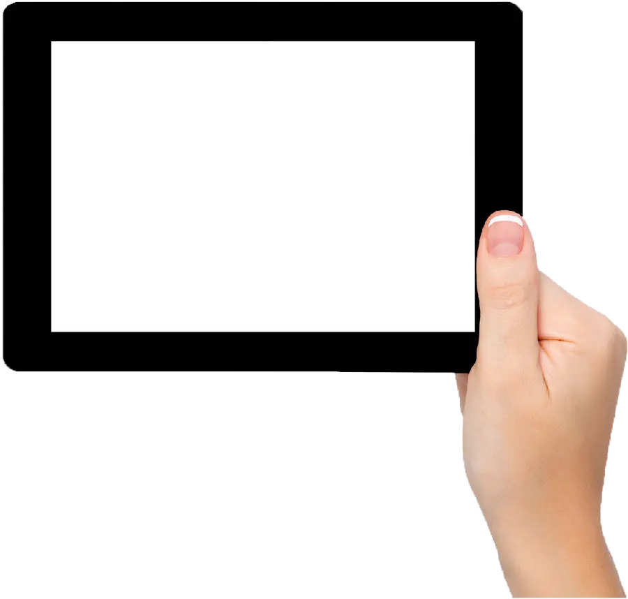 Png image of a blank tablet screen in hand with full hd quality