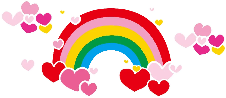 Children's heart and rainbow drawing