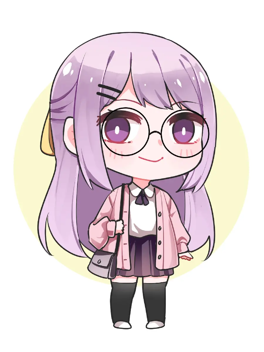 Funny story of a beautiful girl with purple bangs in high quality