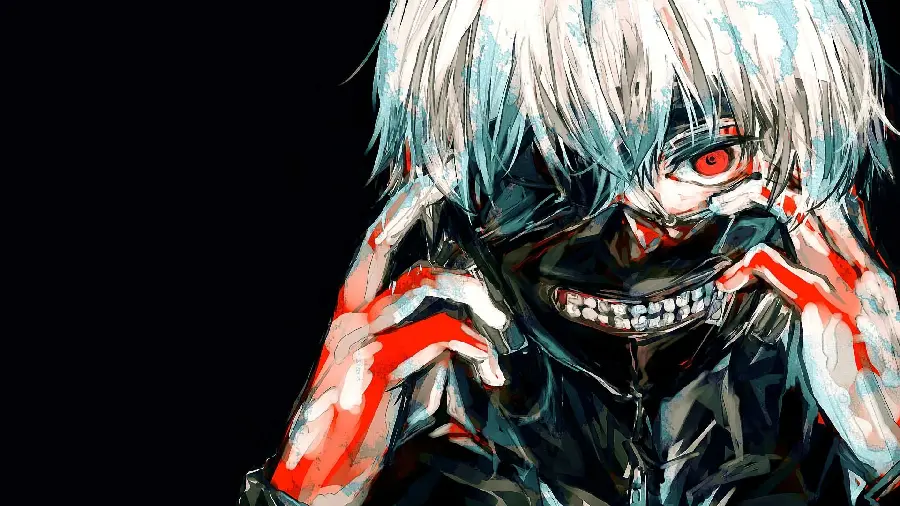 The scariest red-eyed anime boy with white hair
