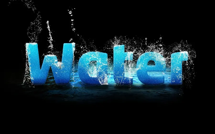 Stylish Computer Background with English Title WATER Blue