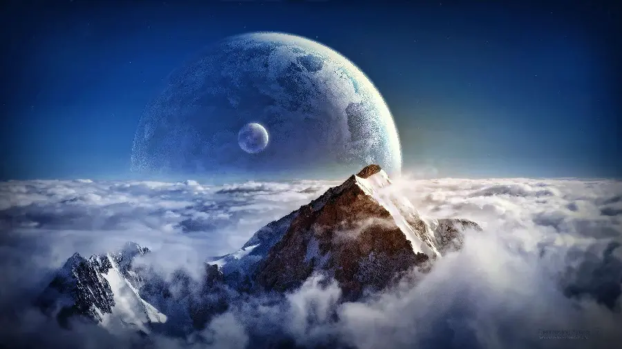 Spectacular Cloud and Moon Wallpaper with a Beautiful Blue Fantasy Theme Full HD