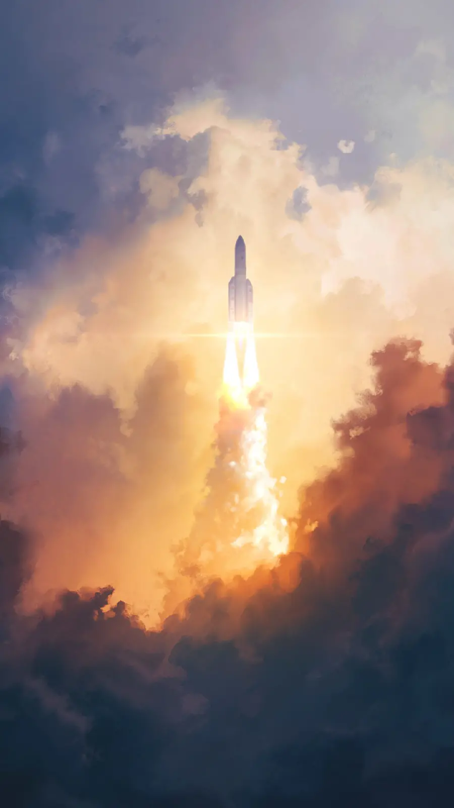 Amazing and beautiful wallpaper of a rocket next to the clouds 
