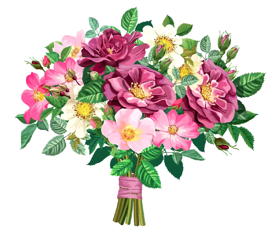 Painting of a beautiful colorful bouquet suitable for poster design
