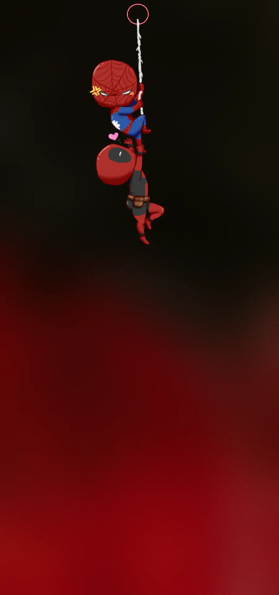 Cute and funny Spiderman and Deadpool phone wallpaper