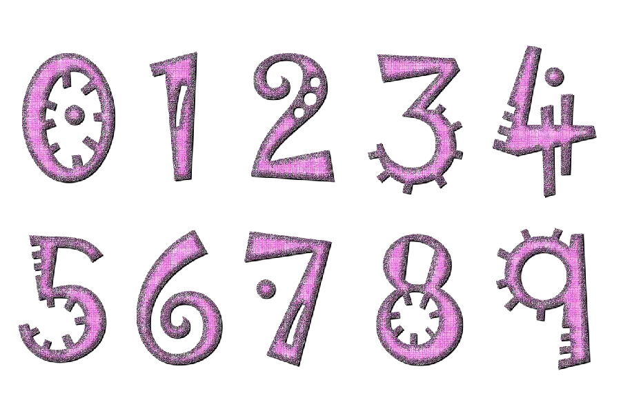 Purple and girly math numbers