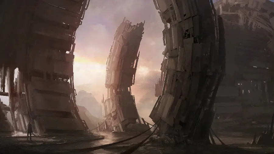 Best sci-fi wallpaper of leaning buildings for laptops